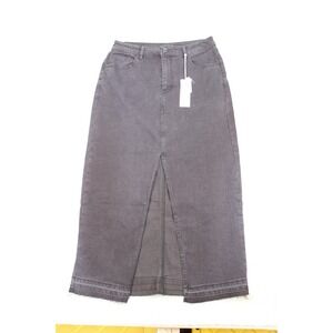 Sanctuary‎ Womens Maxi Skirt Size 30 Black Denim Front Slit Raw Hem Y2K 90s Fall